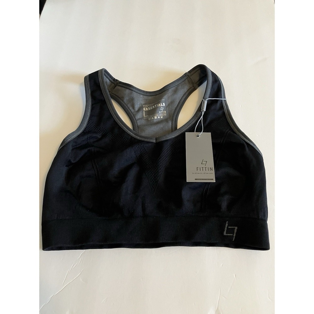 FITTIN Racerback Sports Bra Women Size Large Seamless Black Support Bra C126
